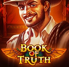 Персонаж в шляпе и логотип Book of Truth, игра на 1xbet