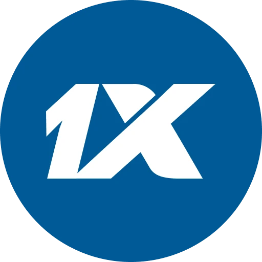 Круглый логотип 1X на синем фоне, бренд 1xbet